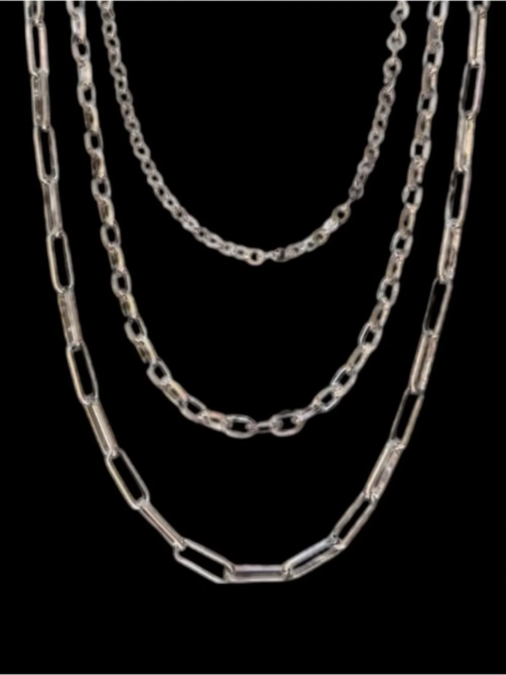 Express Silver Triple Layered Chain Necklace